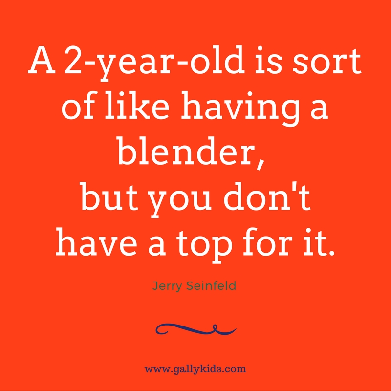 A 2-year old is sort of like having a blender, but you don't have a top for it. - Jerry Seinfeld-