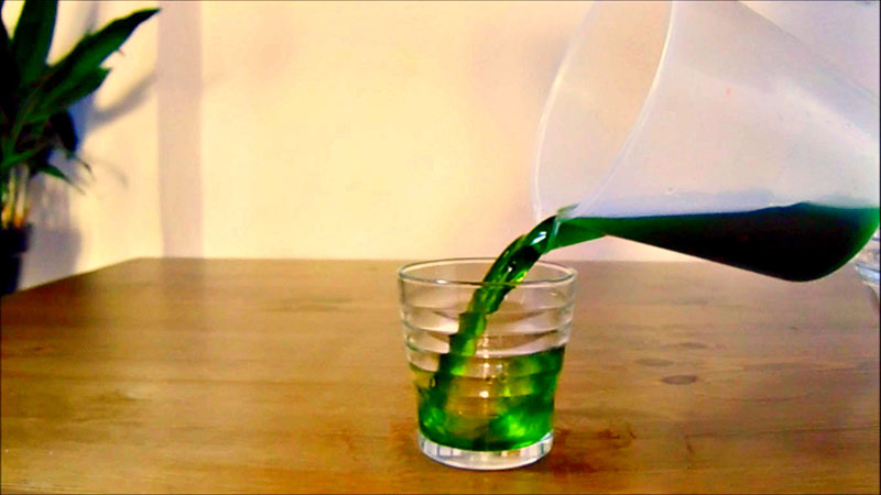 Step1 : Pour water into the glass. colored or not, it doesn't matter.