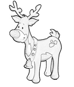 Part of a free printable of reindeer coloring pages for Christmas.