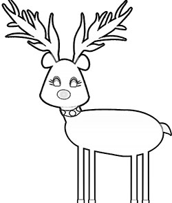 Cute reindeer coloring page for kids. part of a free Printable PDF for kids.