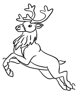A realistic looking flying reinder coloring sheet for kids this Christmas.