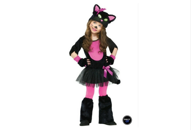 Adorable and cute kitty cat costume with tutu skirt in pink and black
