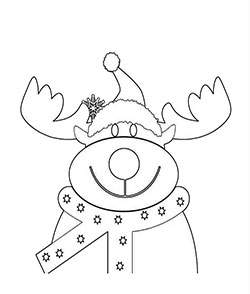 Part of 4 different reindeer face coloring pages. This one's great for Christmas. 